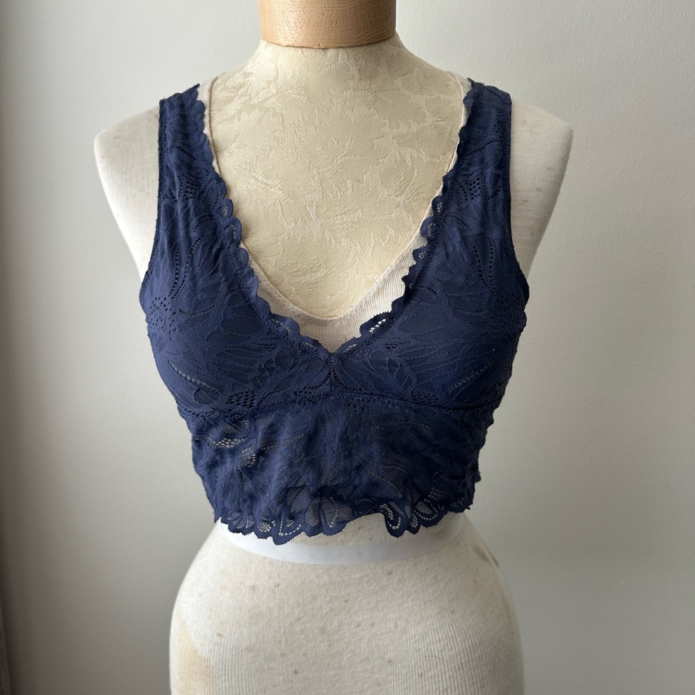 Aerie Bralette Dark Periwinkle Soft Cotton M